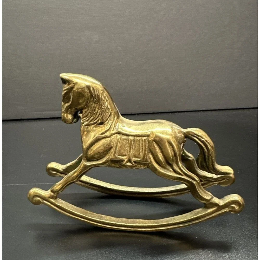 Vintage Brass Rocking Horse Figurine